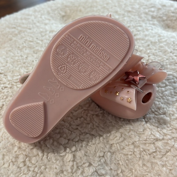 Mini Melissa pink rose gold FAIRY wings bow ballet flat NWTS size 7 never worn - Picture 6 of 6